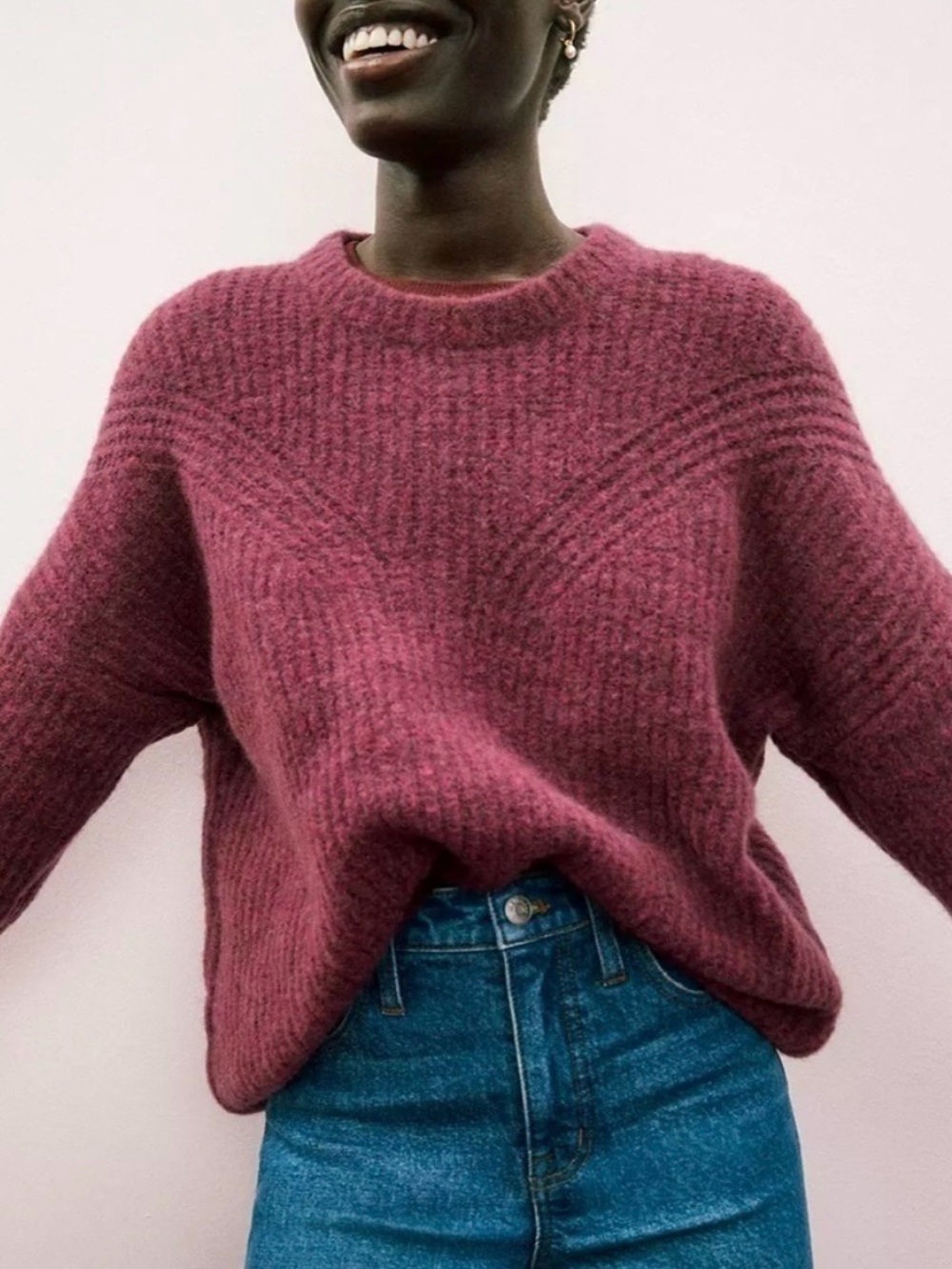 Madewell Belfiore Ribbed Pullover Sweater Women’s Size S Wool Camel Hair Blend